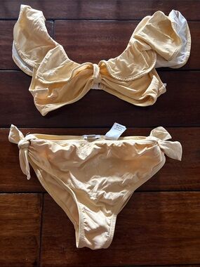 Habitual Ruffled Tie-Side Bikini Set in Pale Yellow